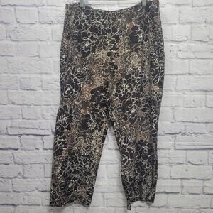 Tommy Bahama 100% Silk Cropped Pants Women's Size 14 Career Back Zip Floral